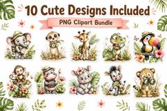 Safari Nursery Animals Watercolor Clipart Bundle Product Image 2