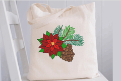 Poinsettia, Pine Cone, Christmas Machine Embroidery File. Product Image 2