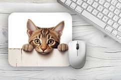 Cute Cat Mousepad Sublimation Design, Animal Mousepad PNG Product Image 1