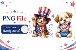 Patriotic Puppy Clipart, 4th of July Dog PNG Product Image 2