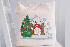 Christmas Gnome with igloo. Xmas Machine Embroidery Product Image 3