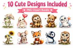 Cute Watercolor Animal Clipart Bundle, Whimsical Nursery Product Image 2