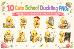 Back to School Duckling Clipart Bundle, Cute School Duck PNG Product Image 2