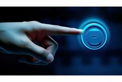 hand blue electric power button Product Image 1