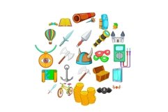 Find icons set, cartoon style Product Image 1
