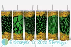Skinny Tumbler Sublimation Design - Sunflower Leopard Print Product Image 1