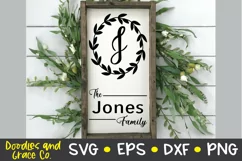 Family Monogram SVG - Wreath SVG - PNG - EPS - DXF Product Image 1