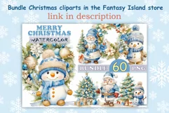 Christmas Sublimation Cute Snowman Watercolor Vintage / Png Product Image 3