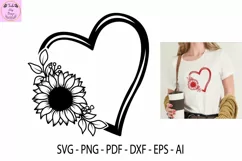 Flower Heart Svg, Sunflower Svg, Heart Svg Product Image 1