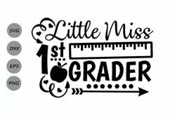 Little Miss 1st grade svg, first grade svg, back to school. Product Image 1