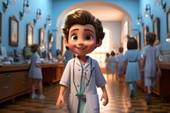 3D pixar Character Child Boy Nurse with relevant environment Product Image 1