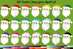 100 Santa Claus faces clipart, Christmas holiday clipart Product Image 4