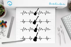 Heartbeat Electric & Acoustic Guitar SVG files for Silhouette Cameo and Cricut. Product Image 1