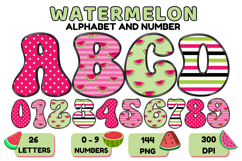Watermelon Alphabet PNG Cute Summer Letters &amp; Numbers 300DPI Product Image 1