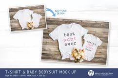 Adult T-shirt & Baby Bodysuit mockup | clothing styled photo Product Image 2
