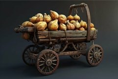 Vintage wooden cart overflowing with fresh pumpkins Product Image 1