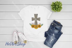 Sunflower Cross png, Sublimation png , Leopard print cross Product Image 2