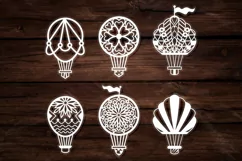 Papercut Hot Air Balloons, Set of Air Balloons Paper Cut Art Product Image 3