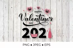 Happy Valentines Day 2021 PNG. Heart mask and sanitizer. Product Image 1
