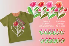 Sketches Flowers Clipart for Stickers PNG files Set of 8 Product Image 8
