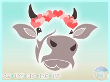 Cow Face With Hearts Svg Dxf Eps Png Pdf Files For Cricut Product Image 3