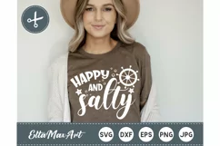 Happy and salty Svg, Summer svg, Beach svg, Summer shirt Product Image 1