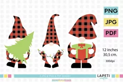 Buffalo plaid gnome png, christmas sublimation designs Product Image 1