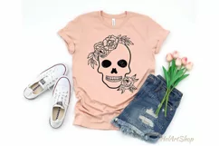 Floral skull svg file, Flower skull svg, Halloween svg Product Image 2