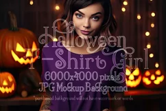 Halloween T-Shirt Mockup for Women, Purple TShirt Mockup, d4 Product Image 1