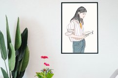 Art Print | Wall art Woman standing and reading a book Product Image 7