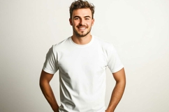 Mockup of a white t-shirt on a male person Product Image 1