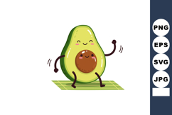Cute happy avocado character walking on green checkered mat Product Image 1