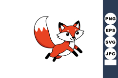 Red fox cartoon jumping playful animal illustration with whi Product Image 1