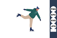Young man ice skating in winter outfit with warm jacket and Product Image 1