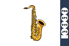 Golden saxophone instrument vector illustration with detaile Product Image 1