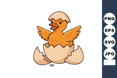 Cute orange baby duck hatching from eggshell vector illustra Product Image 1