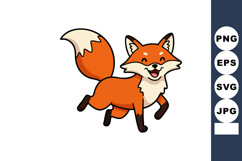 Happy running red fox cartoon character vector illustration Product Image 1