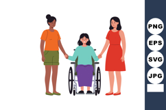 Diverse Women Supporting Disabled Woman in Wheelchair Holdin Product Image 1