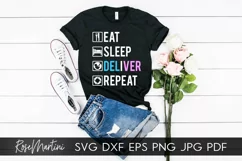 Eat Sleep Deliver Repeat SVG Cut Files Midwife SVG Doula SVG Product Image 3