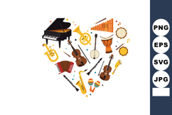 Collection of Various Musical Instruments Vector Illustratio Product Image 1