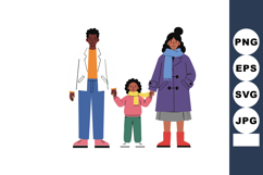 Diverse family holding hands wearing winter clothes standing Product Image 1