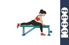 Woman stretching leg on workout bench in athletic clothing f Product Image 1