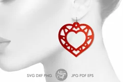 Heart earring SVG | laser cut files | Geometric earrings Product Image 5