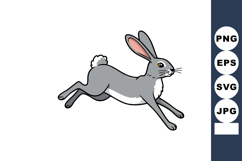 Gray Rabbit Leaping Animal Cartoon Vector Illustration with Product Image 1