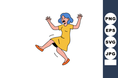Woman slipping and falling accident illustration in yellow d Product Image 1