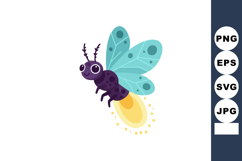 Firefly insect with glowing yellow abdomen and blue wings ve Product Image 1