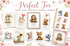 Cute Watercolor Animal Clipart Bundle, Whimsical Nursery Product Image 3