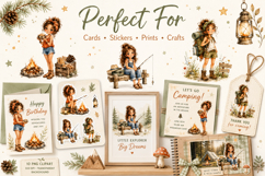 Camping Girl Clipart Bundle, Watercolor Camping Girl PNG Product Image 3