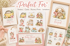 Cute Baby Animal Clipart Bundle, Watercolor Baby Animals PNG Product Image 3