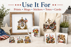 Patriotic Faith Clipart PNG, American Christian Watercolor Product Image 3